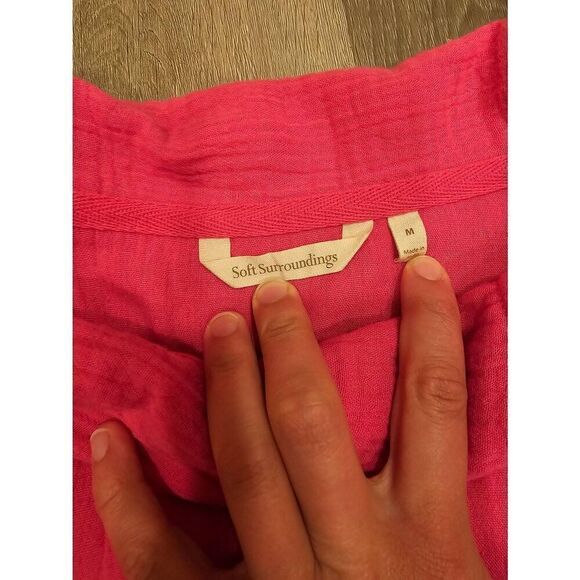 Soft Surroundings Barbie Pink size Medium Cotton Cowl Neck Top - Picture 4 of 6